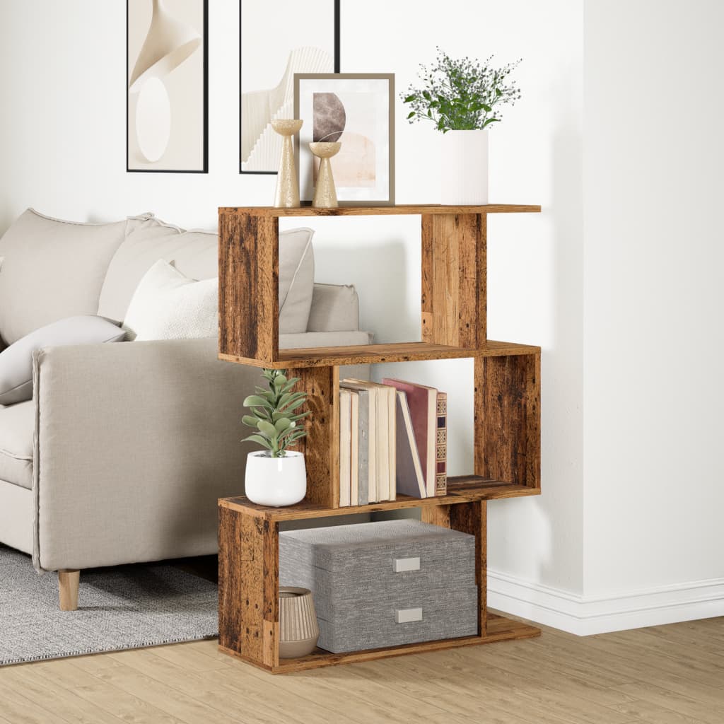 vidaXL Bibliotecă/separator 3 niveluri lemn vechi 70x24x97 cm lemn