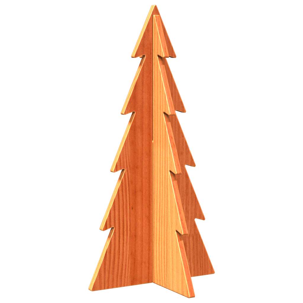 vidaXL Brad de Crăciun decorativ, maro ceruit, 59,5 cm, lemn pin masiv vidaXL Brad de Crăciun decorativ, maro ceruit, 59,5 cm, lemn pin masiv