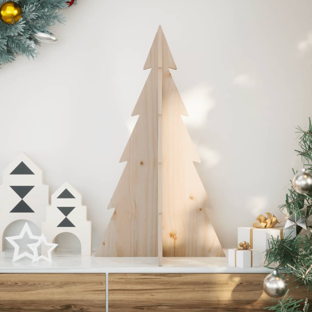 vidaXL Brad de Crăciun din lemn decorativ, 80 cm, lemn de pin masiv vidaXL Brad de Crăciun din lemn decorativ, 80 cm, lemn de pin masiv