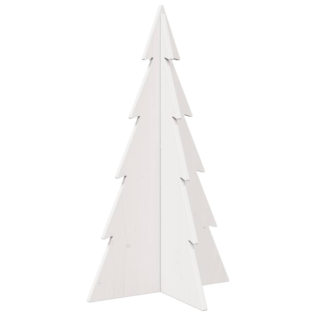vidaXL Brad de Crăciun decorativ, alb, 80 cm, lemn de pin masiv vidaXL Brad de Crăciun decorativ, alb, 80 cm, lemn de pin masiv