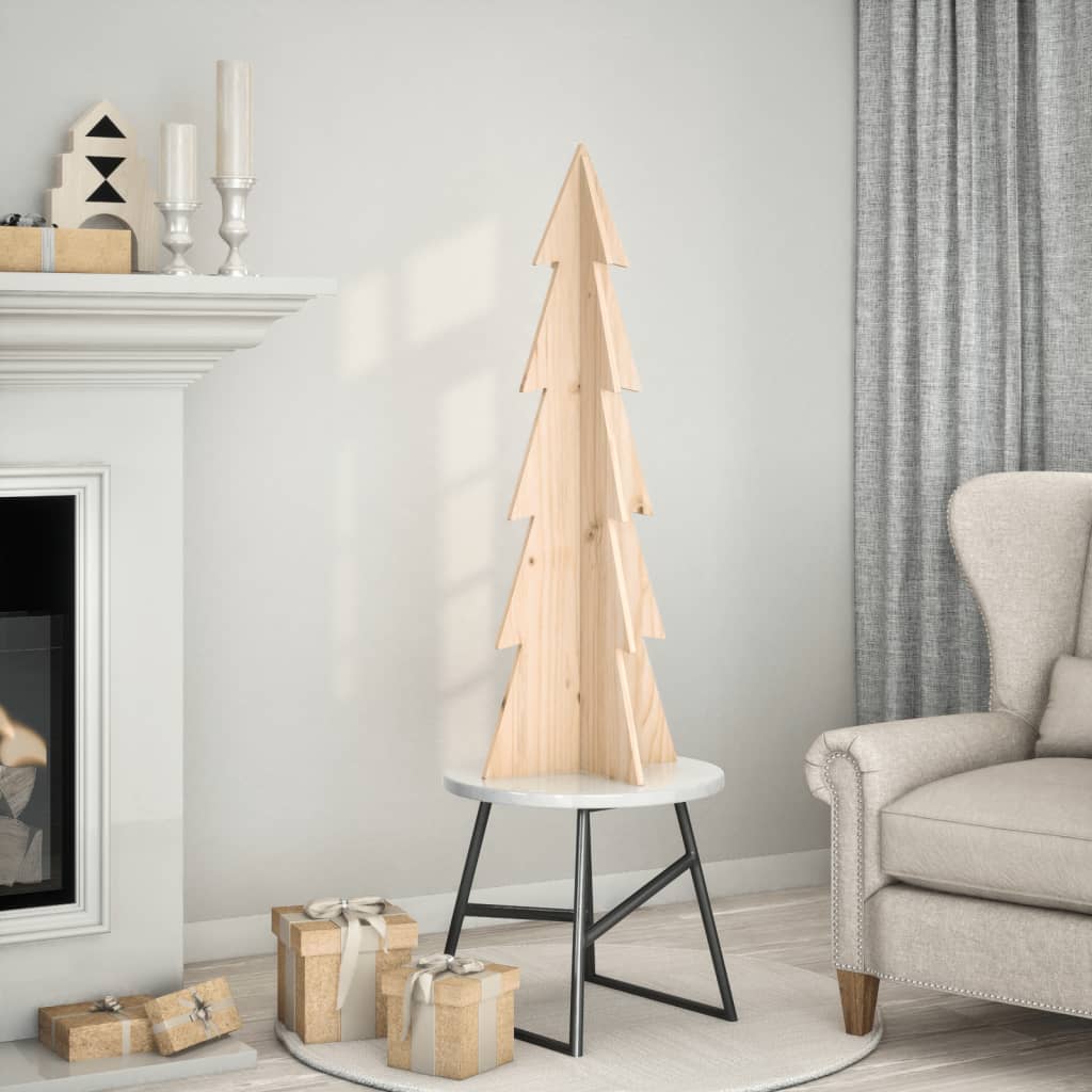vidaXL Brad de Crăciun din lemn decorativ, 112 cm, lemn de pin masiv vidaXL Brad de Crăciun din lemn decorativ, 112 cm, lemn de pin masiv