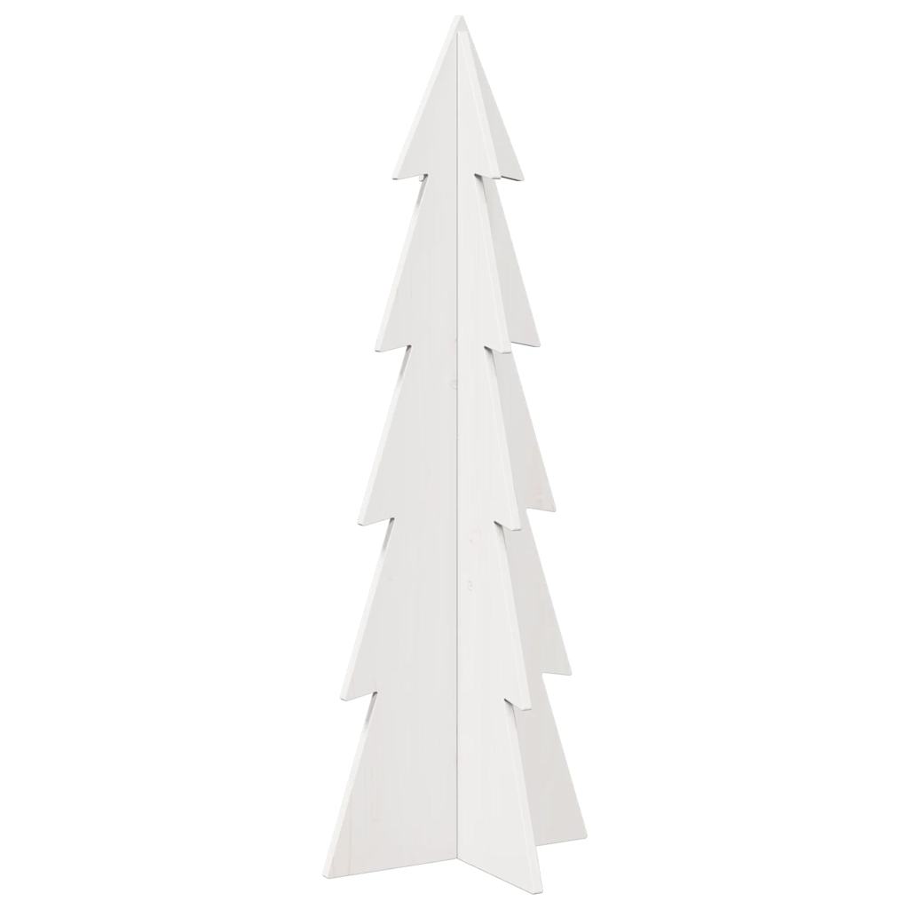 vidaXL Brad de Crăciun decorativ, alb, 112 cm, lemn de pin masiv