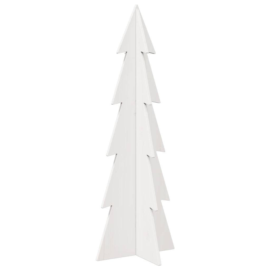 vidaXL Brad de Crăciun decorativ, alb, 112 cm, lemn de pin masiv