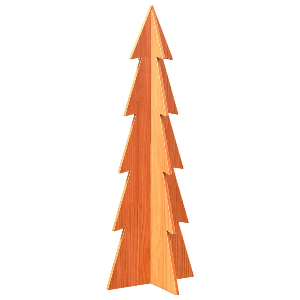 vidaXL Brad de Crăciun decorativ, maro ceruit, 112 cm, lemn pin masiv vidaXL Brad de Crăciun decorativ, maro ceruit, 112 cm, lemn pin masiv