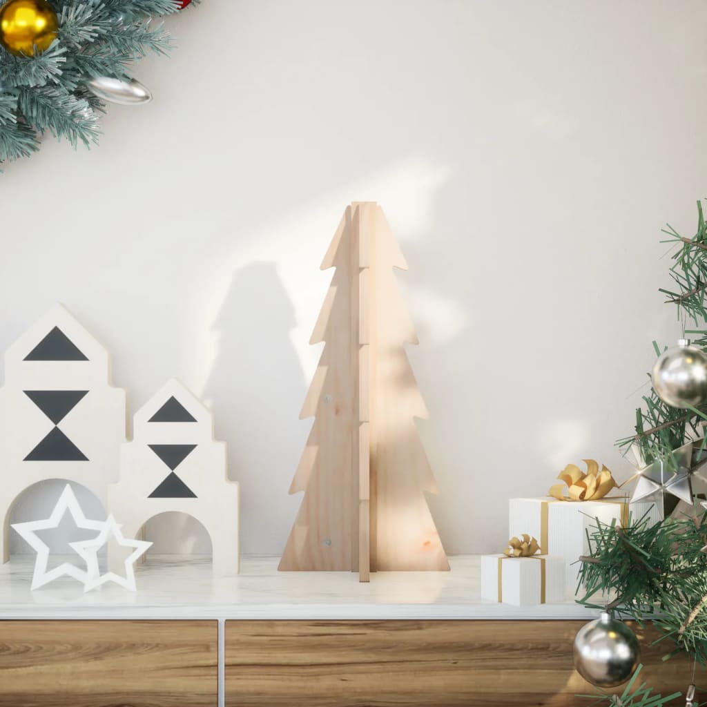 vidaXL Brad de Crăciun din lemn decorativ, 49 cm, lemn de pin masiv vidaXL Brad de Crăciun din lemn decorativ, 49 cm, lemn de pin masiv