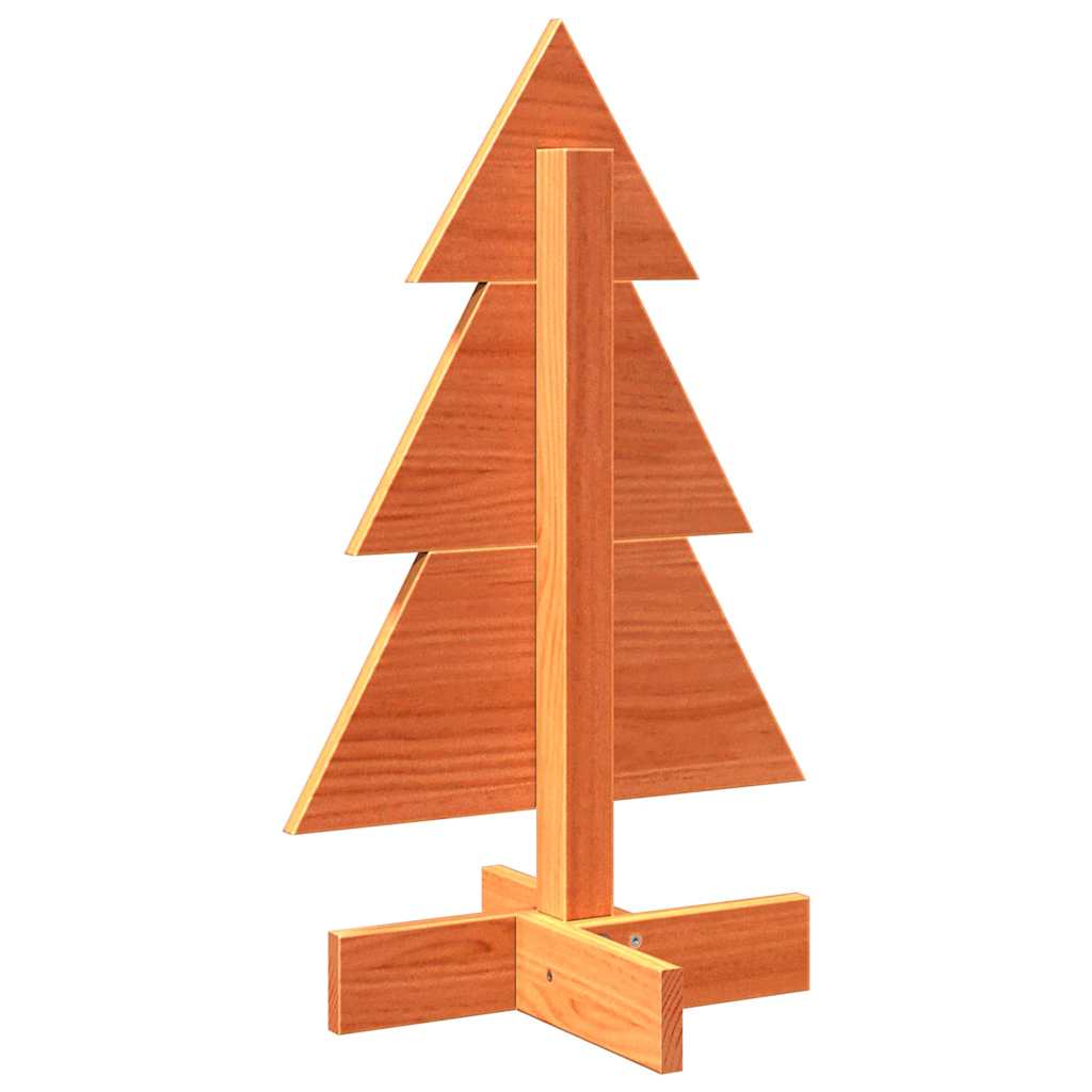 vidaXL Brad de Crăciun decorativ, maro ceruit, 60 cm, lemn pin masiv vidaXL Brad de Crăciun decorativ, maro ceruit, 60 cm, lemn pin masiv