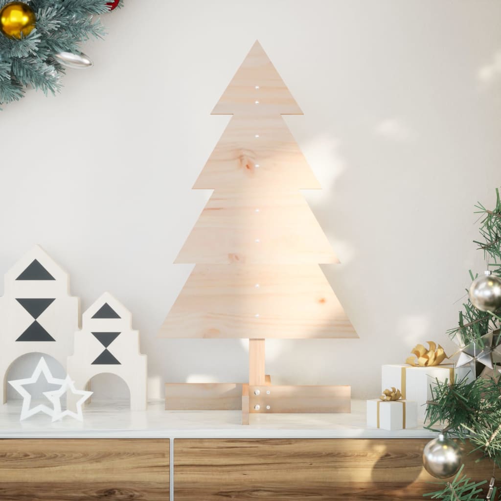vidaXL Brad de Crăciun din lemn decorativ, 80 cm, lemn de pin masiv vidaXL Brad de Crăciun din lemn decorativ, 80 cm, lemn de pin masiv
