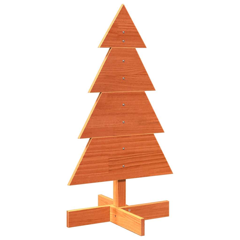 vidaXL Brad de Crăciun decorativ, maro ceruit, 80 cm, lemn pin masiv vidaXL Brad de Crăciun decorativ, maro ceruit, 80 cm, lemn pin masiv