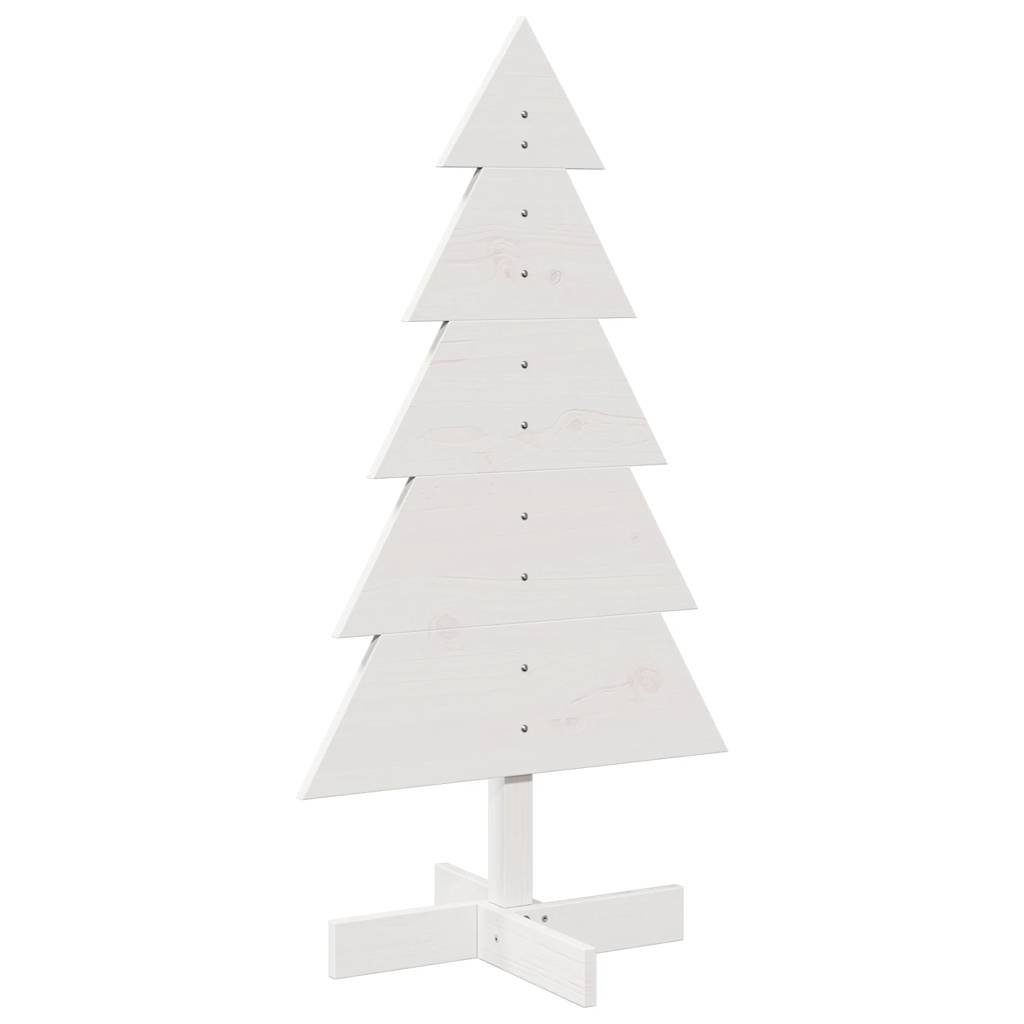 vidaXL Brad de Crăciun decorativ, alb, 100 cm, lemn de pin masiv vidaXL Brad de Crăciun decorativ, alb, 100 cm, lemn de pin masiv