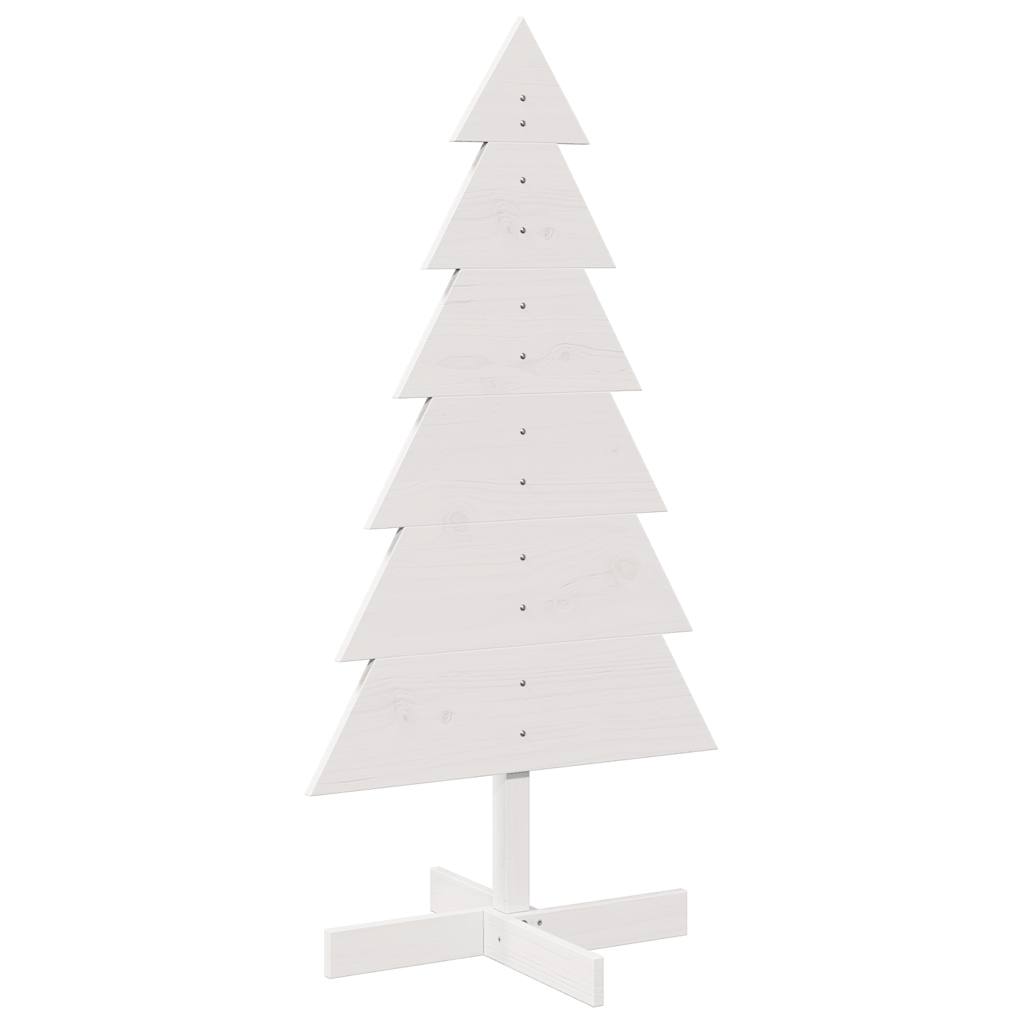 vidaXL Brad de Crăciun decorativ, alb, 120 cm, lemn de pin masiv vidaXL Brad de Crăciun decorativ, alb, 120 cm, lemn de pin masiv