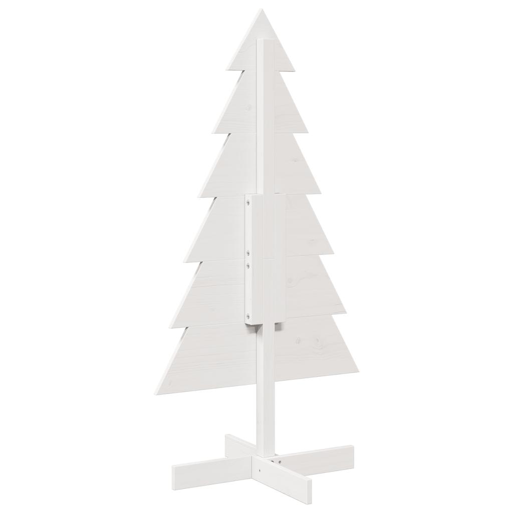 vidaXL Brad de Crăciun decorativ, alb, 120 cm, lemn de pin masiv vidaXL Brad de Crăciun decorativ, alb, 120 cm, lemn de pin masiv