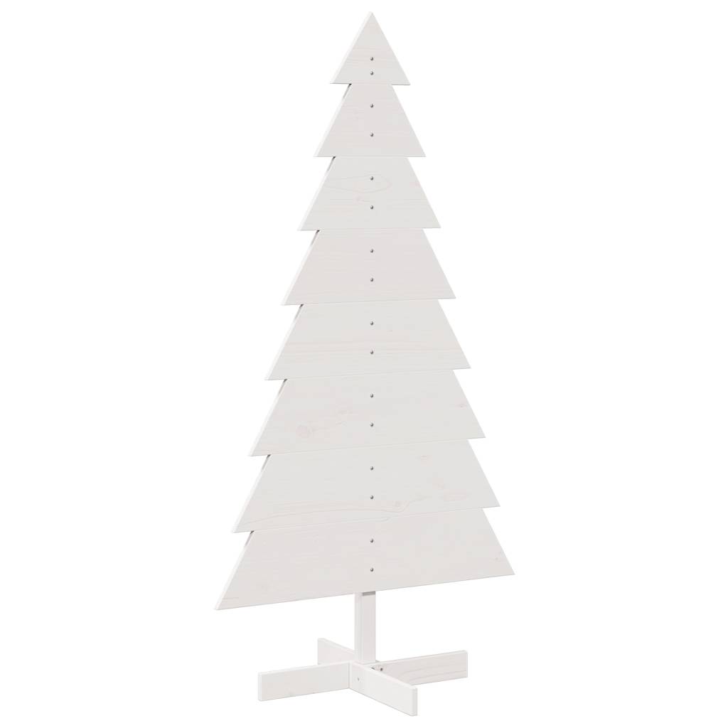 vidaXL Brad de Crăciun decorativ, alb, 150 cm, lemn de pin masiv vidaXL Brad de Crăciun decorativ, alb, 150 cm, lemn de pin masiv