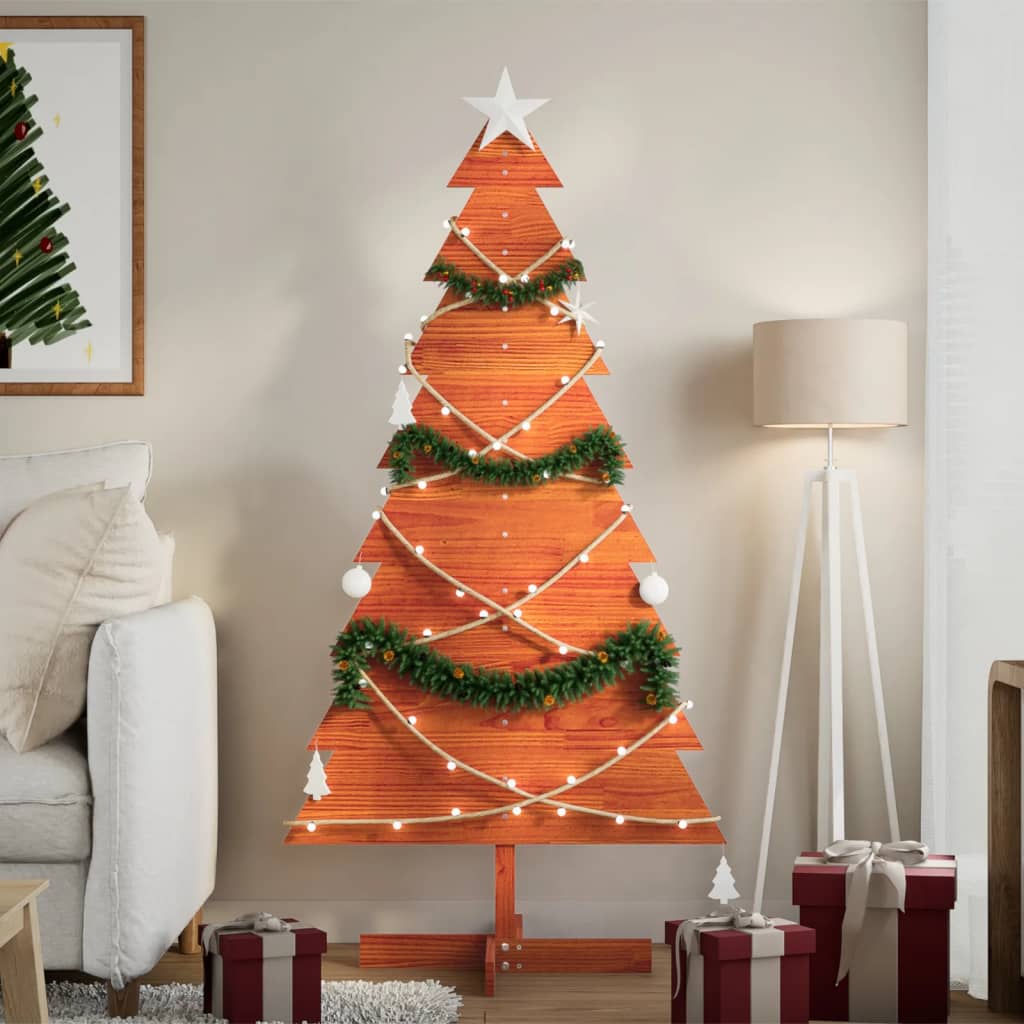 vidaXL Brad de Crăciun decorativ, maro ceruit, 150 cm, lemn pin masiv vidaXL Brad de Crăciun decorativ, maro ceruit, 150 cm, lemn pin masiv