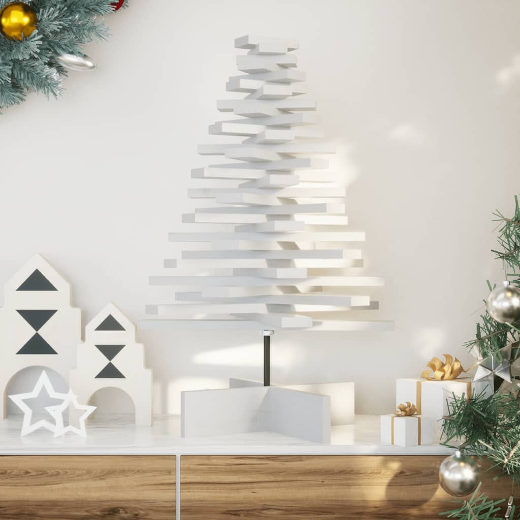 vidaXL Brad de Crăciun decorativ, alb, 80 cm, lemn de pin masiv