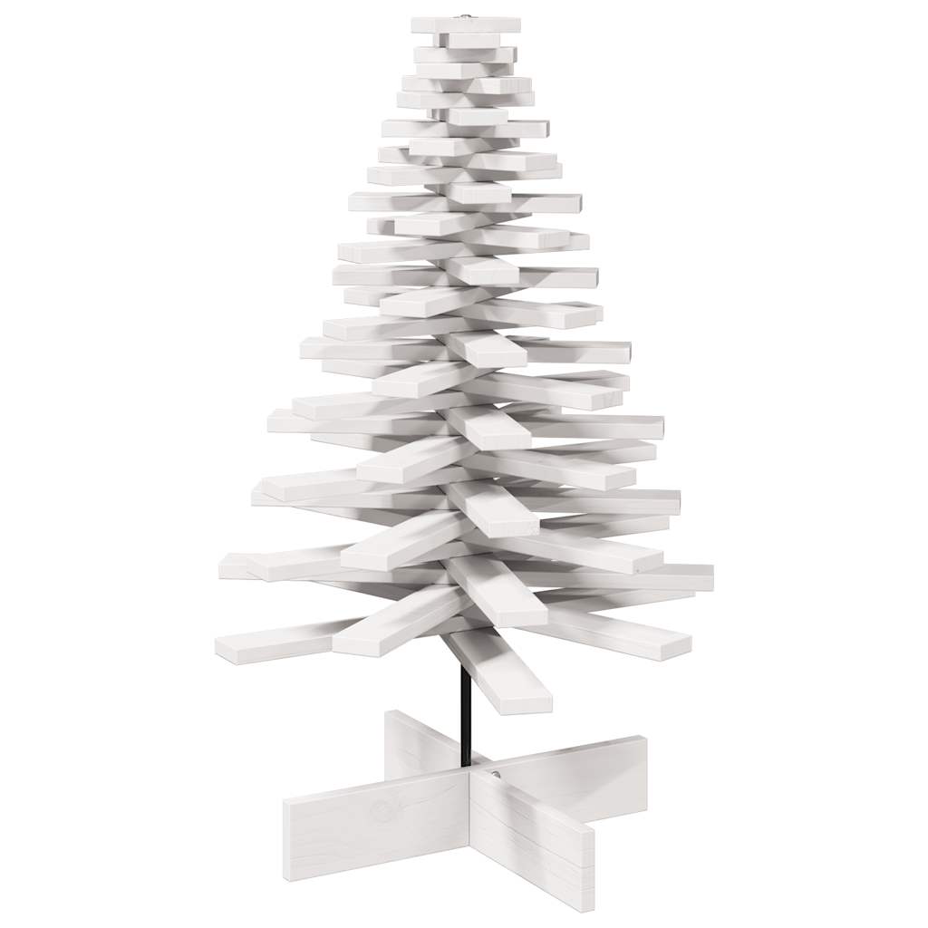 vidaXL Brad de Crăciun decorativ, alb, 100 cm, lemn de pin masiv vidaXL Brad de Crăciun decorativ, alb, 100 cm, lemn de pin masiv