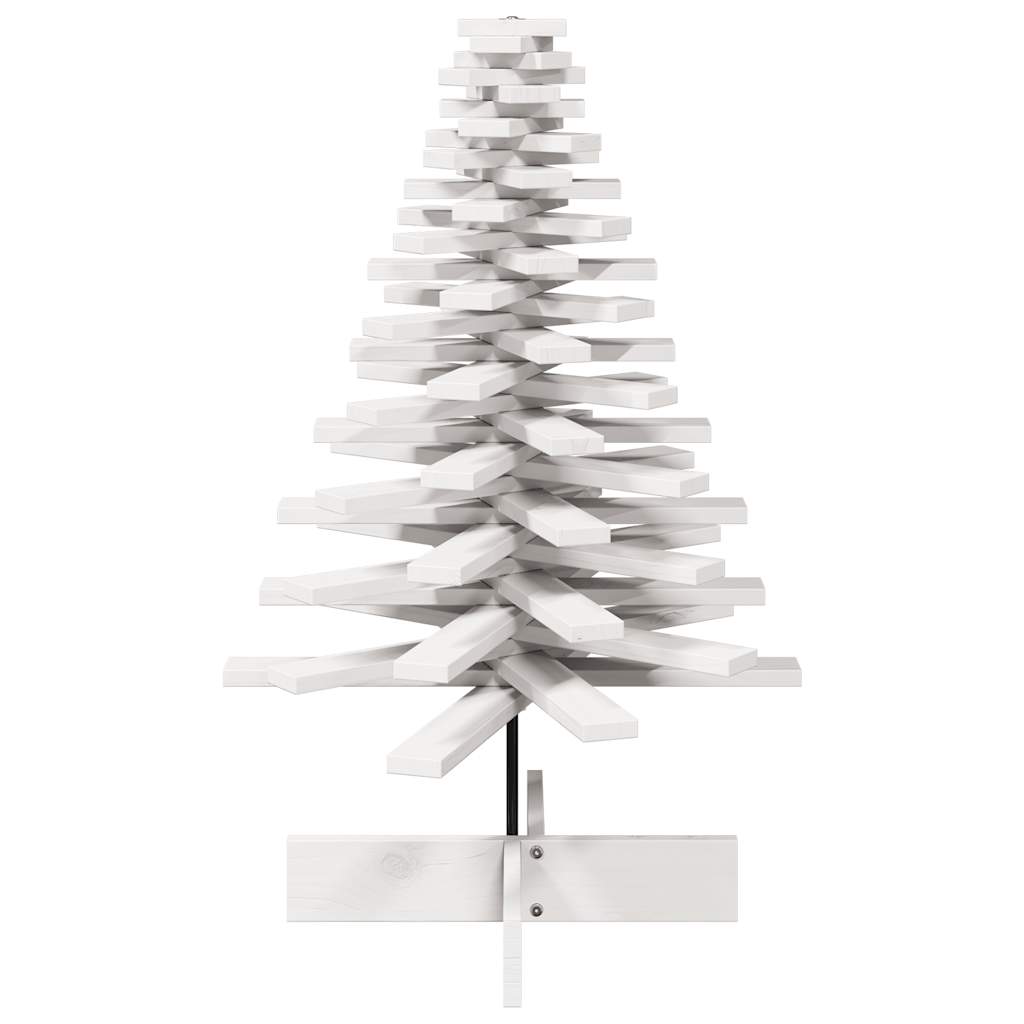 vidaXL Brad de Crăciun decorativ, alb, 100 cm, lemn de pin masiv vidaXL Brad de Crăciun decorativ, alb, 100 cm, lemn de pin masiv