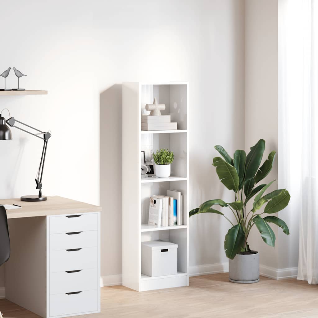 vidaXL Bibliotecă, alb extralucios, 40x24x143 cm, lemn prelucrat vidaXL Bibliotecă, alb extralucios, 40x24x143 cm, lemn prelucrat