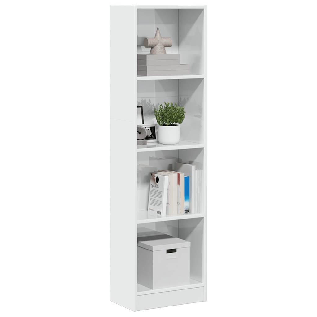 vidaXL Bibliotecă, alb extralucios, 40x24x143 cm, lemn prelucrat vidaXL Bibliotecă, alb extralucios, 40x24x143 cm, lemn prelucrat