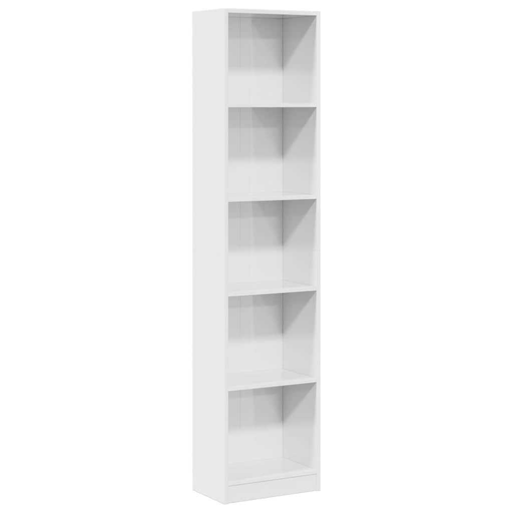 vidaXL Bibliotecă, alb extralucios, 40x24x176 cm, lemn prelucrat vidaXL Bibliotecă, alb extralucios, 40x24x176 cm, lemn prelucrat