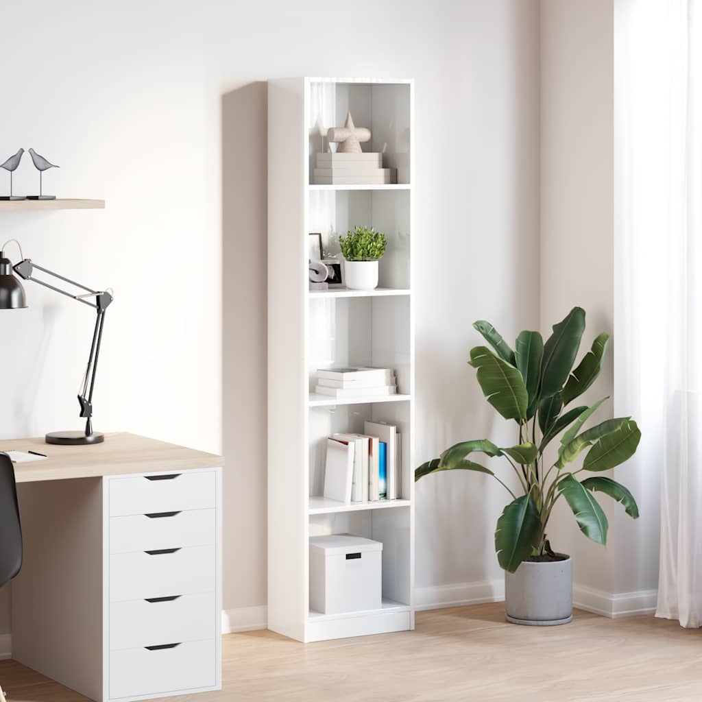 vidaXL Bibliotecă, alb extralucios, 40x24x176 cm, lemn prelucrat vidaXL Bibliotecă, alb extralucios, 40x24x176 cm, lemn prelucrat