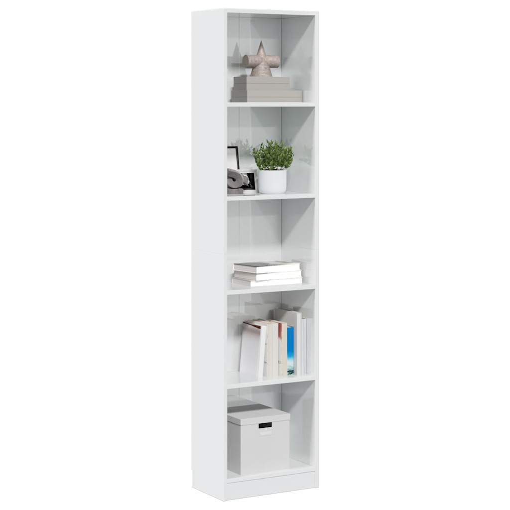 vidaXL Bibliotecă, alb extralucios, 40x24x176 cm, lemn prelucrat vidaXL Bibliotecă, alb extralucios, 40x24x176 cm, lemn prelucrat