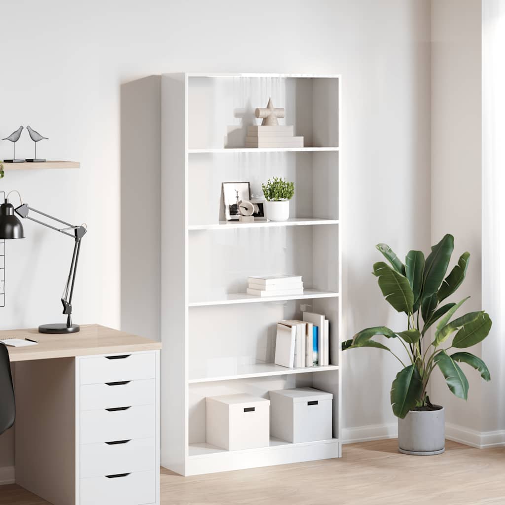 vidaXL Bibliotecă, alb extralucios, 80x24x176 cm, lemn prelucrat vidaXL Bibliotecă, alb extralucios, 80x24x176 cm, lemn prelucrat