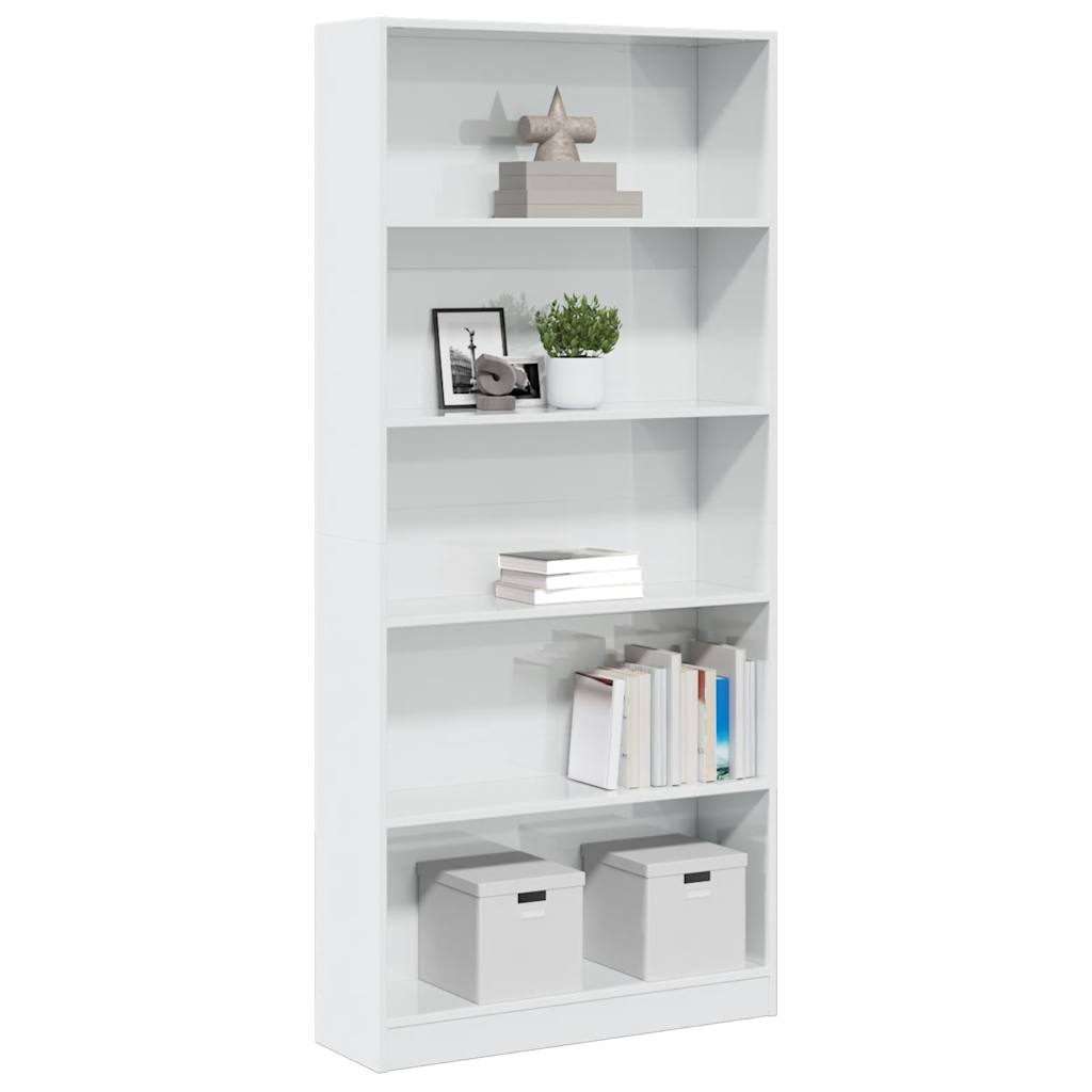 vidaXL Bibliotecă, alb extralucios, 80x24x176 cm, lemn prelucrat vidaXL Bibliotecă, alb extralucios, 80x24x176 cm, lemn prelucrat