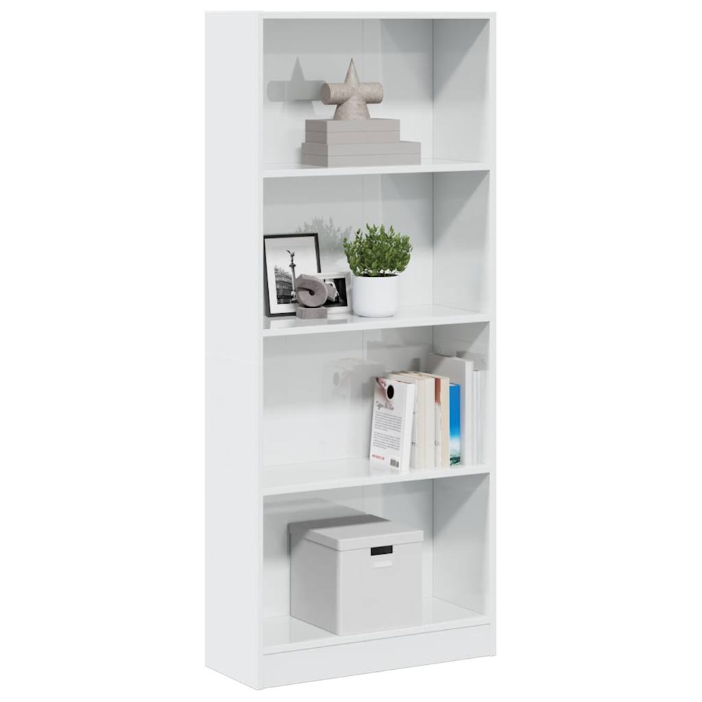 vidaXL Bibliotecă, alb extralucios, 60x24x143 cm, lemn prelucrat vidaXL Bibliotecă, alb extralucios, 60x24x143 cm, lemn prelucrat