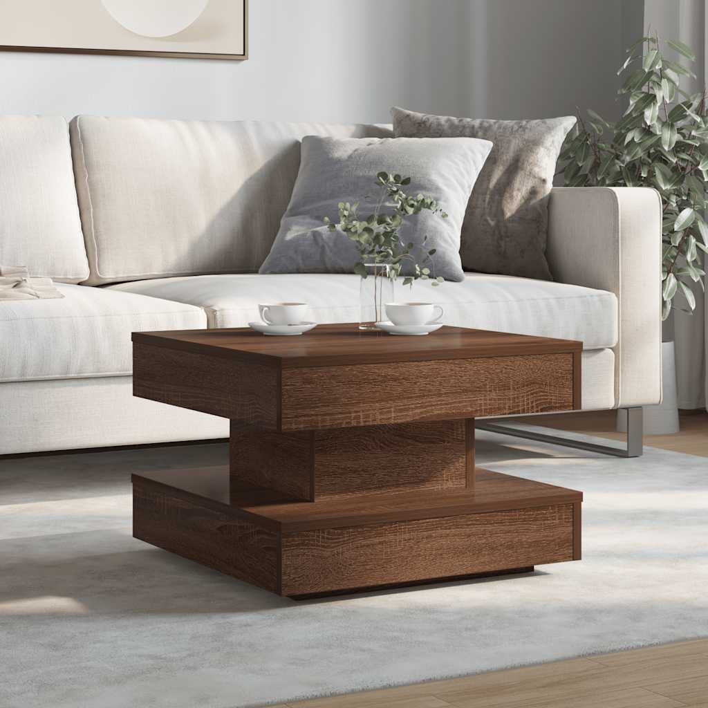 vidaXL Măsuță cafea rotativă 360 grade, stejar maro 50x50x34,5 cm vidaXL Măsuță cafea rotativă 360 grade, stejar maro 50x50x34,5 cm