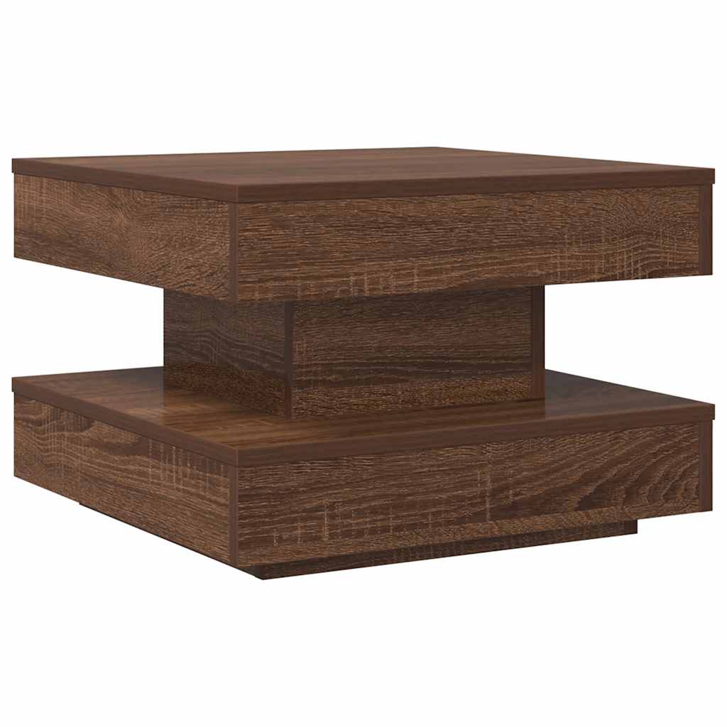 vidaXL Măsuță cafea rotativă 360 grade, stejar maro 50x50x34,5 cm vidaXL Măsuță cafea rotativă 360 grade, stejar maro 50x50x34,5 cm