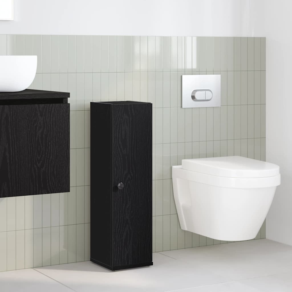 vidaXL Dulap de baie cu suport role, negru, 20,5x22x72 cm vidaXL Dulap de baie cu suport role, negru, 20,5x22x72 cm