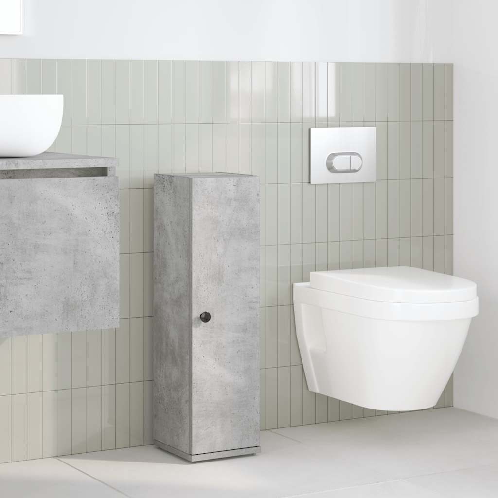vidaXL Dulap de baie cu suport role, gri beton, 20,5x22x72 cm vidaXL Dulap de baie cu suport role, gri beton, 20,5x22x72 cm