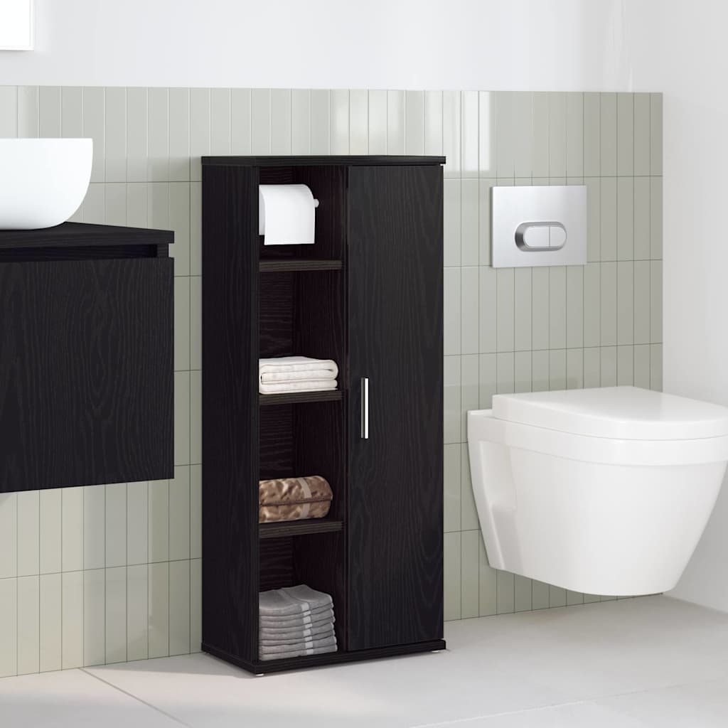 vidaXL Dulap de baie cu suport role, negru, 39x22x90 cm