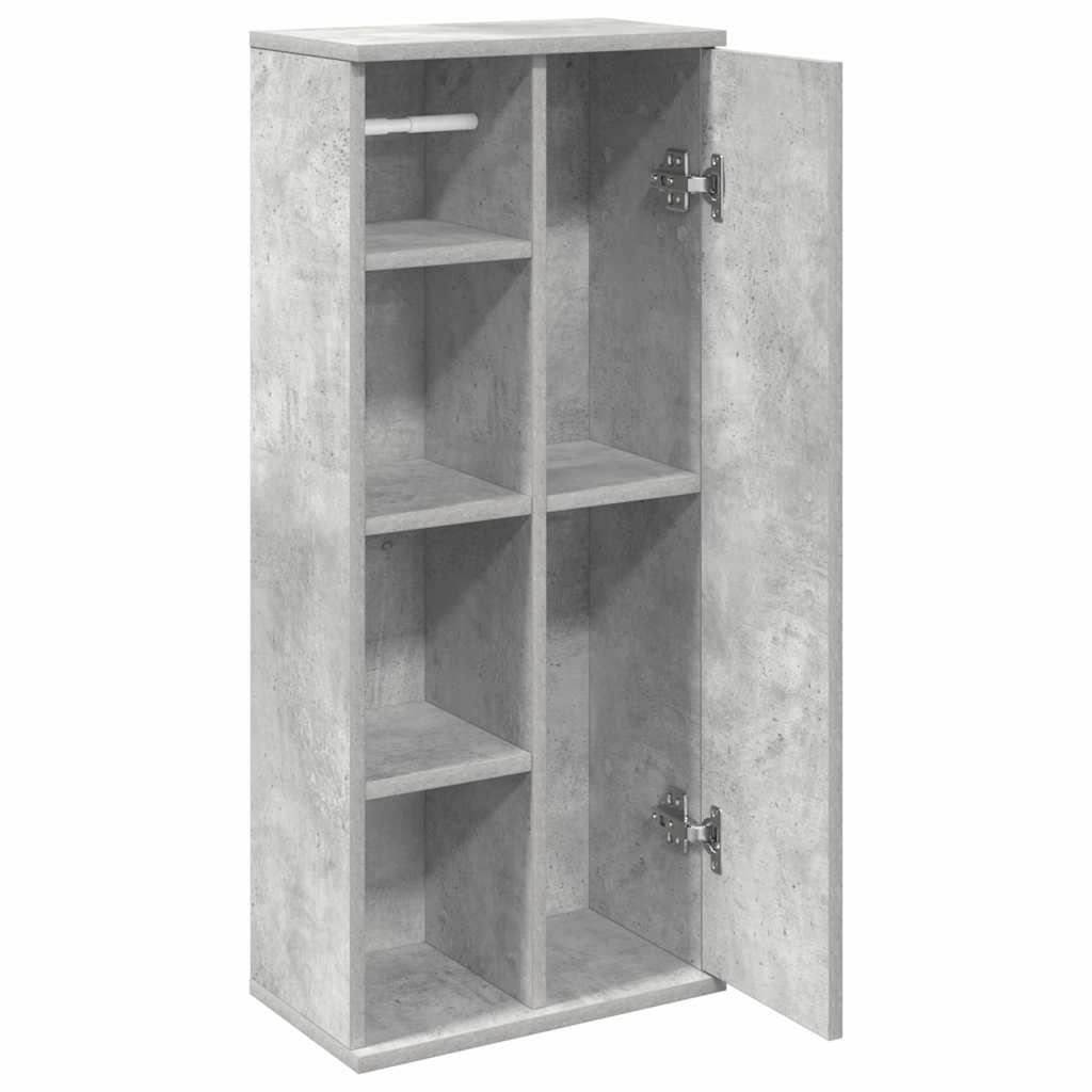 vidaXL Dulap de baie cu suport role, gri beton, 39x22x90 cm
