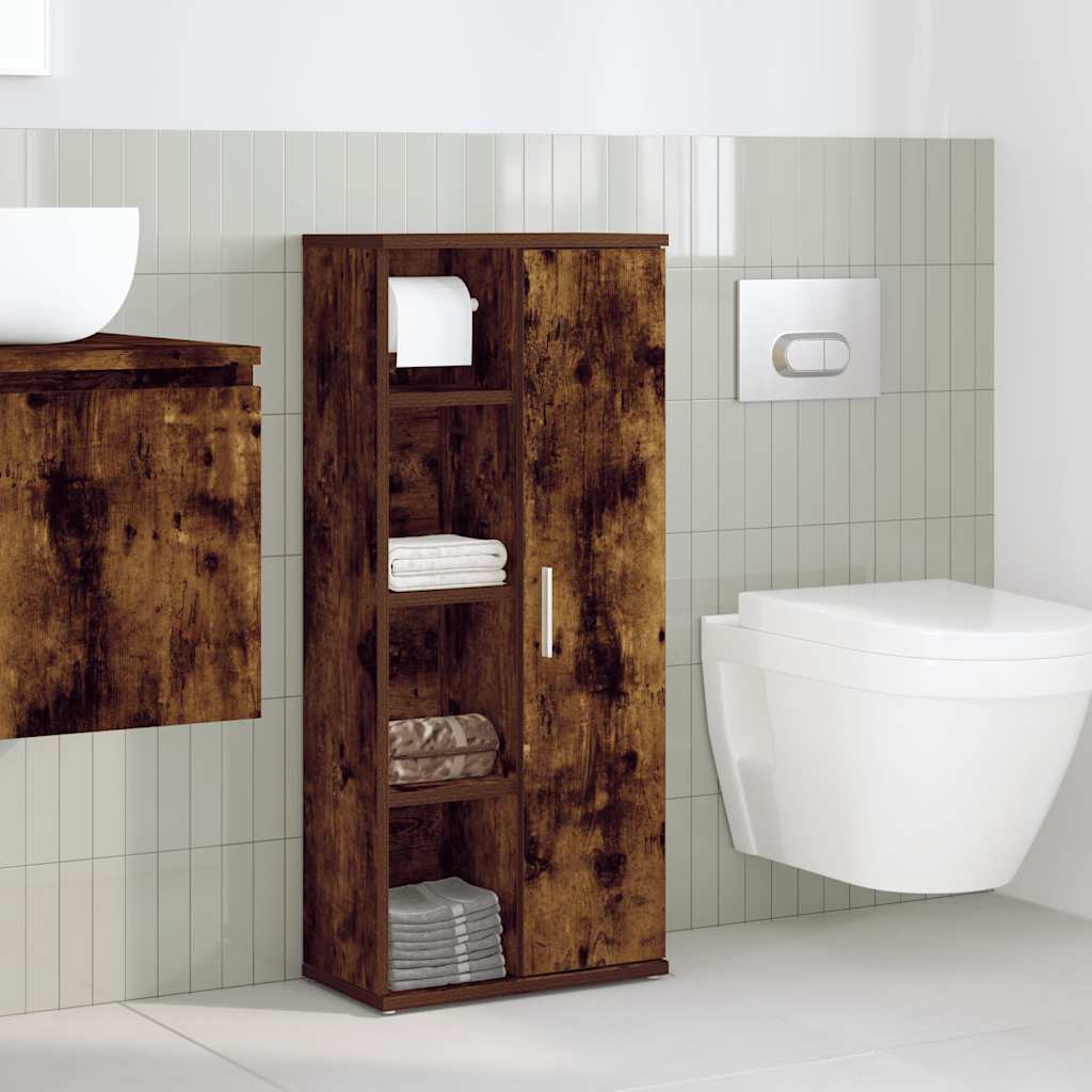 vidaXL Dulap de baie cu suport role, stejar fumuriu, 39x22x90 cm vidaXL Dulap de baie cu suport role, stejar fumuriu, 39x22x90 cm