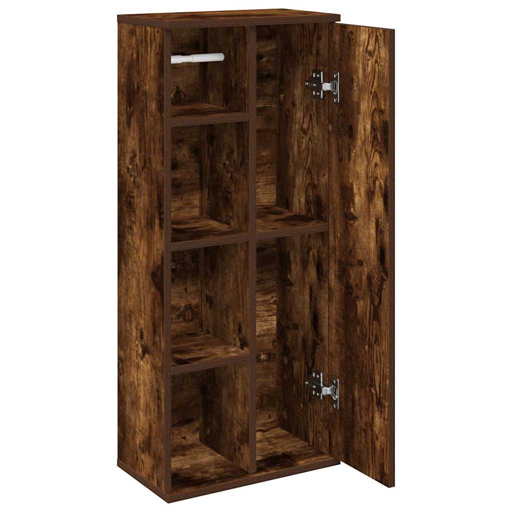 vidaXL Dulap de baie cu suport role, stejar fumuriu, 39x22x90 cm vidaXL Dulap de baie cu suport role, stejar fumuriu, 39x22x90 cm