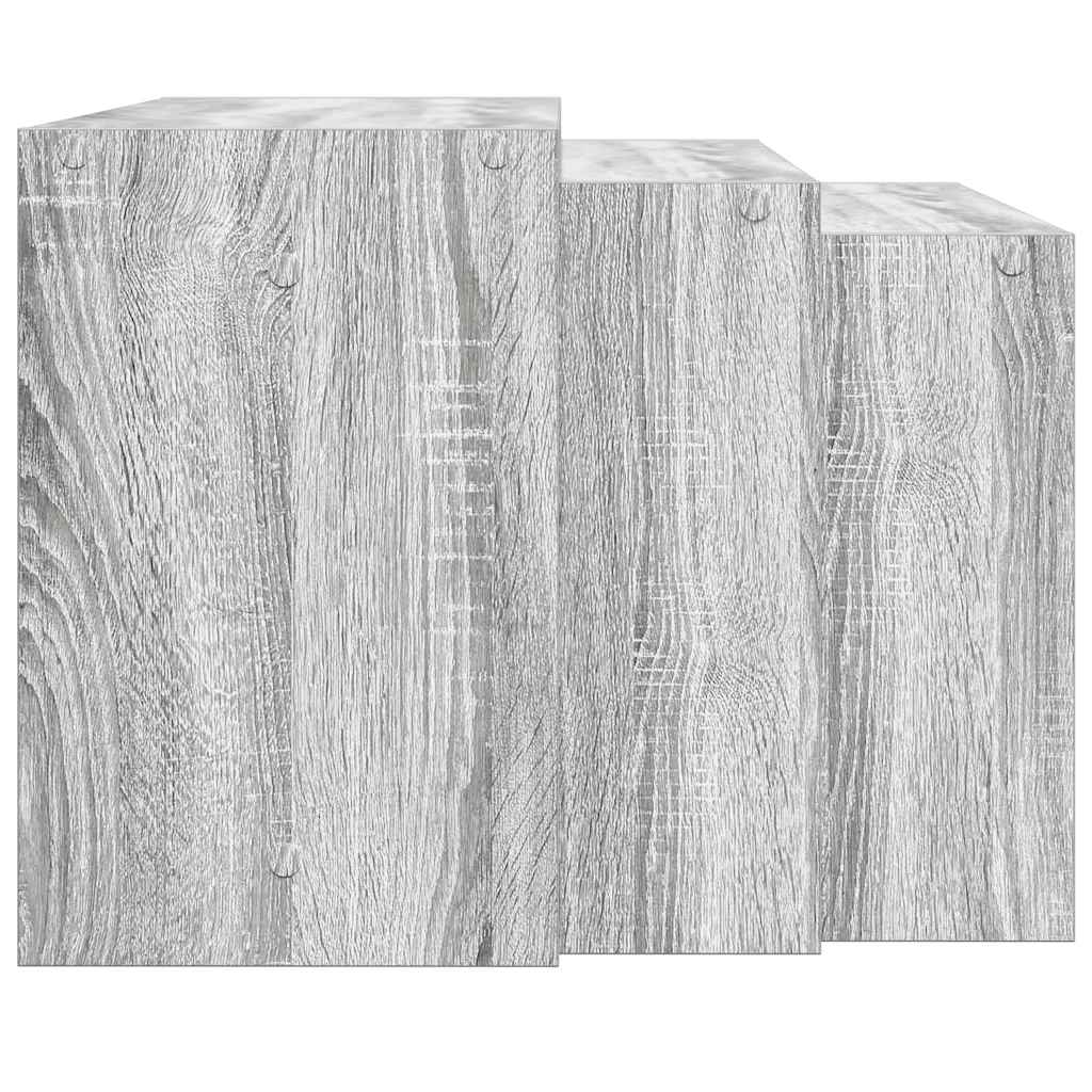 vidaXL Măsuțe laterale, 3 buc., gri sonoma, lemn prelucrat