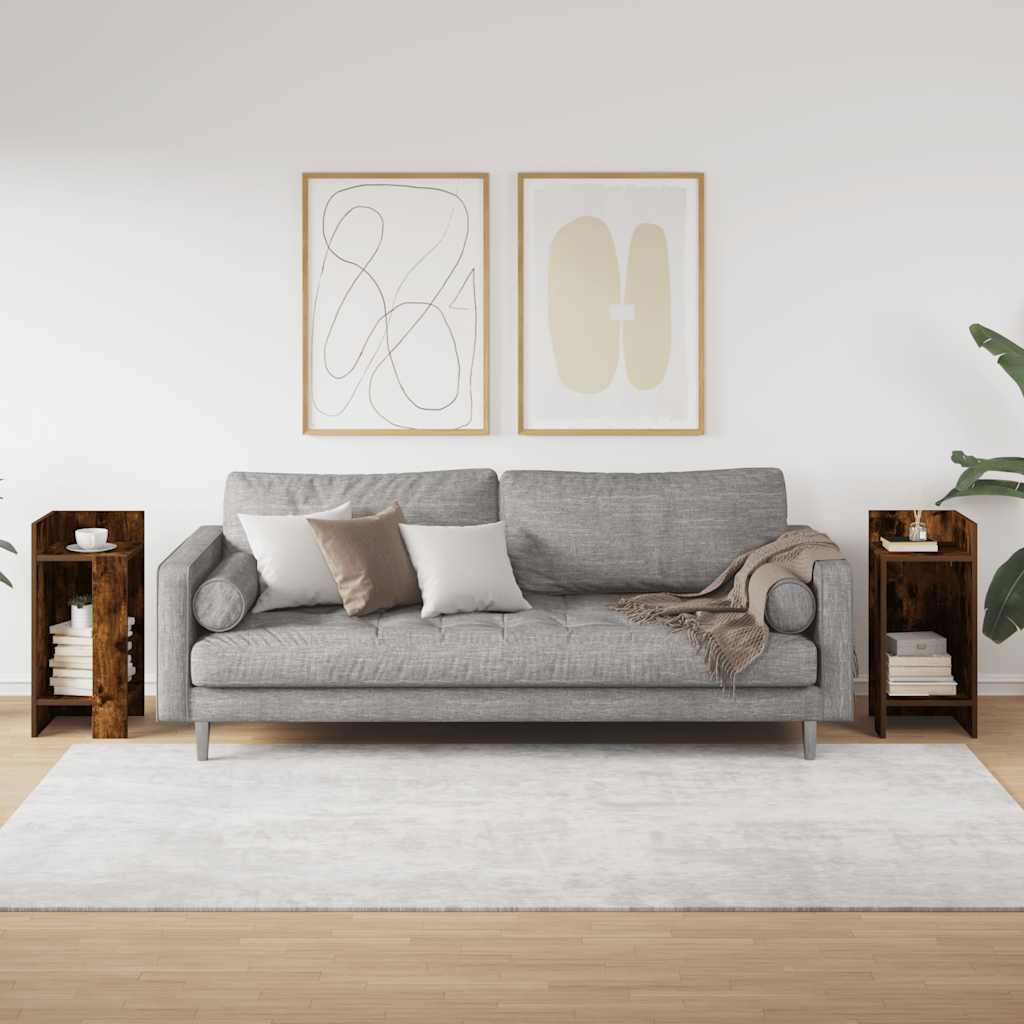 vidaXL Mese laterale 2 buc cu raft stejar afumat 25,5x27x60 cm