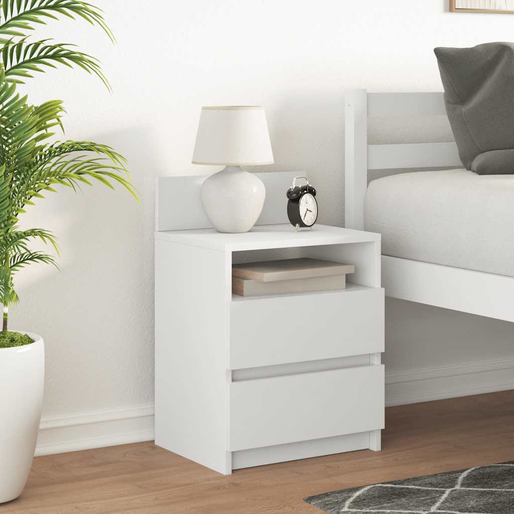vidaXL Noptiera cu 2 sertare alb 40x33x60 cm vidaXL Noptiera cu 2 sertare alb 40x33x60 cm