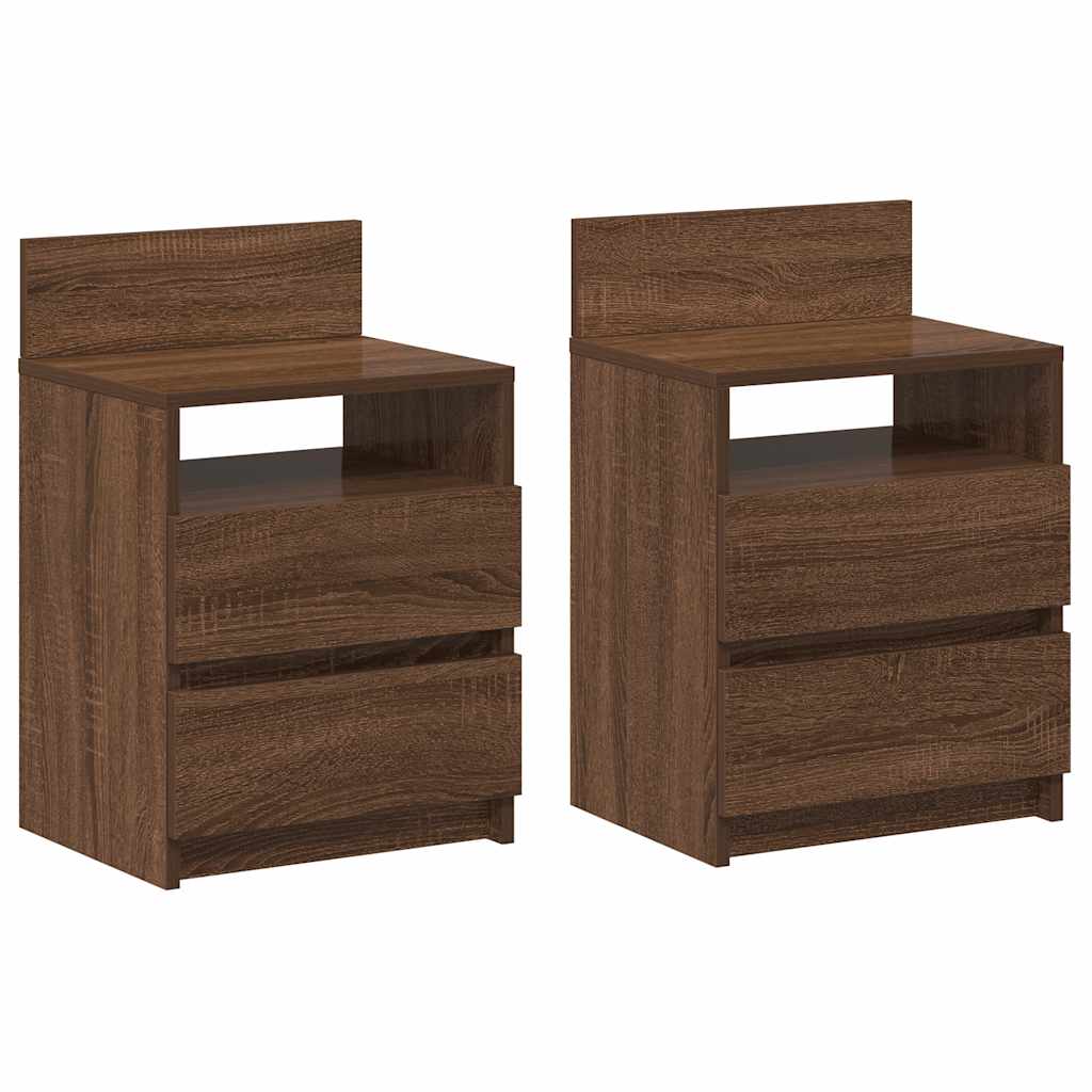 vidaXL Noptiere 2 buc cu 2 sertare Stejar maro 40x33x60 cm