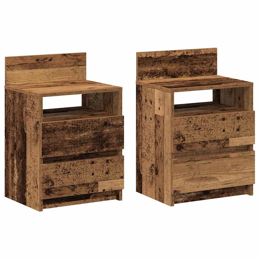 vidaXL Noptiere 2 buc cu 2 sertare Lemn vechi 40x33x60 cm