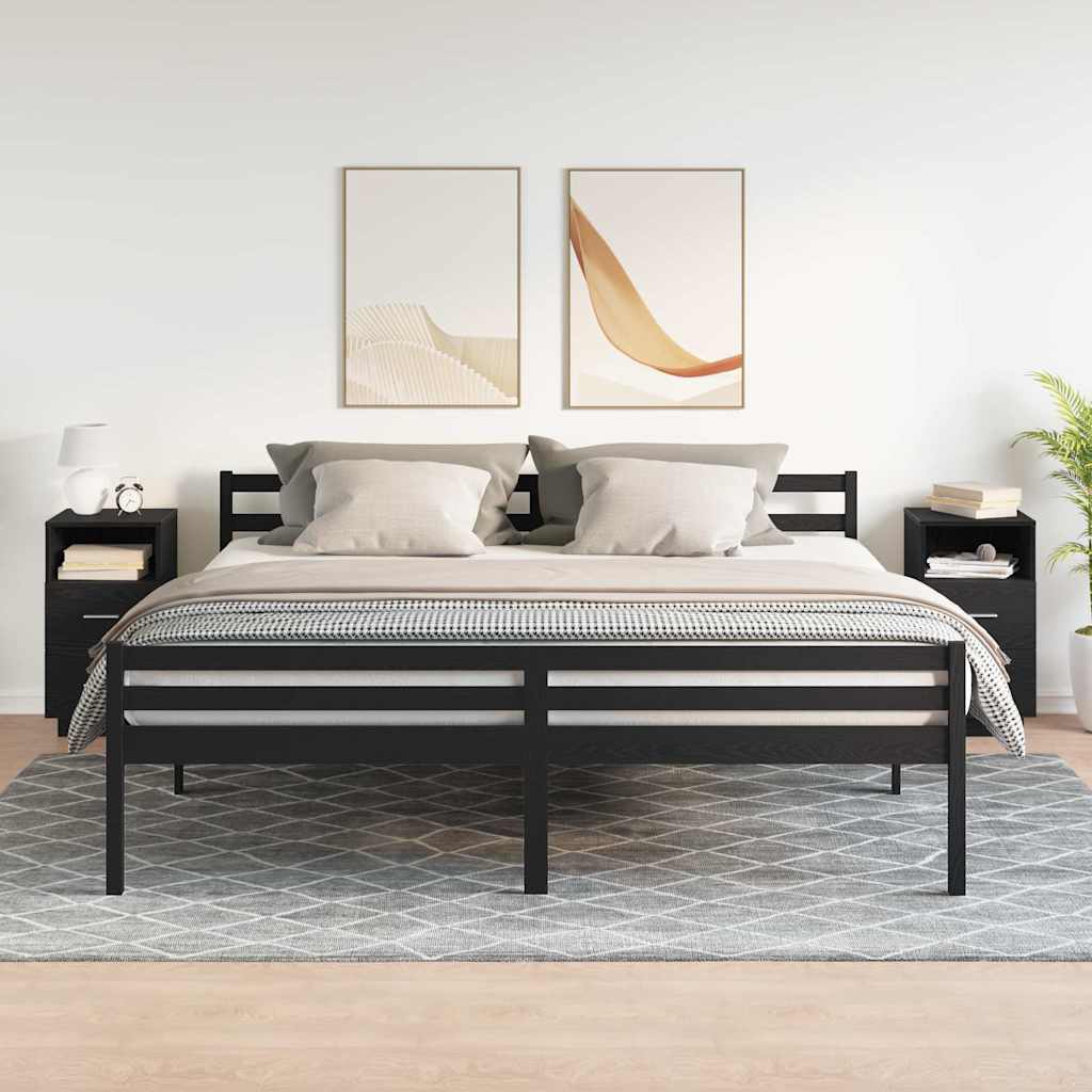 vidaXL Noptiere 2 buc cu 2 sertare Negru 36x36x68 cm