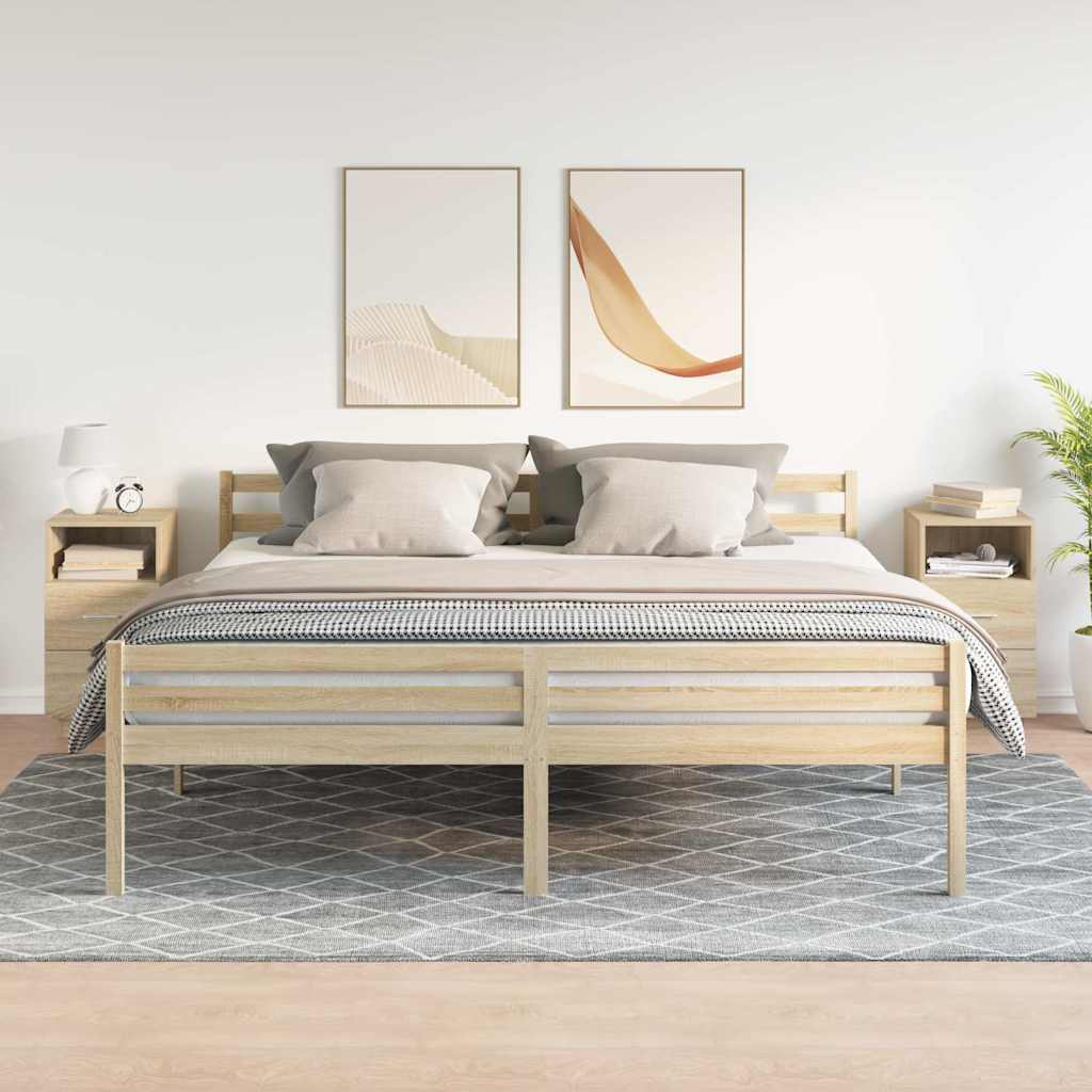 vidaXL Noptiere 2 buc cu 2 sertare Stejar Sonoma 36x36x68 cm