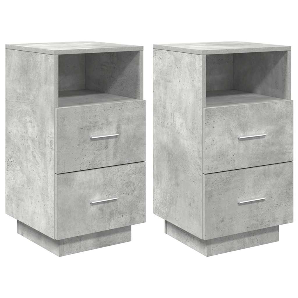 vidaXL Noptiere 2 buc cu 2 sertare Gri beton 36x36x68 cm