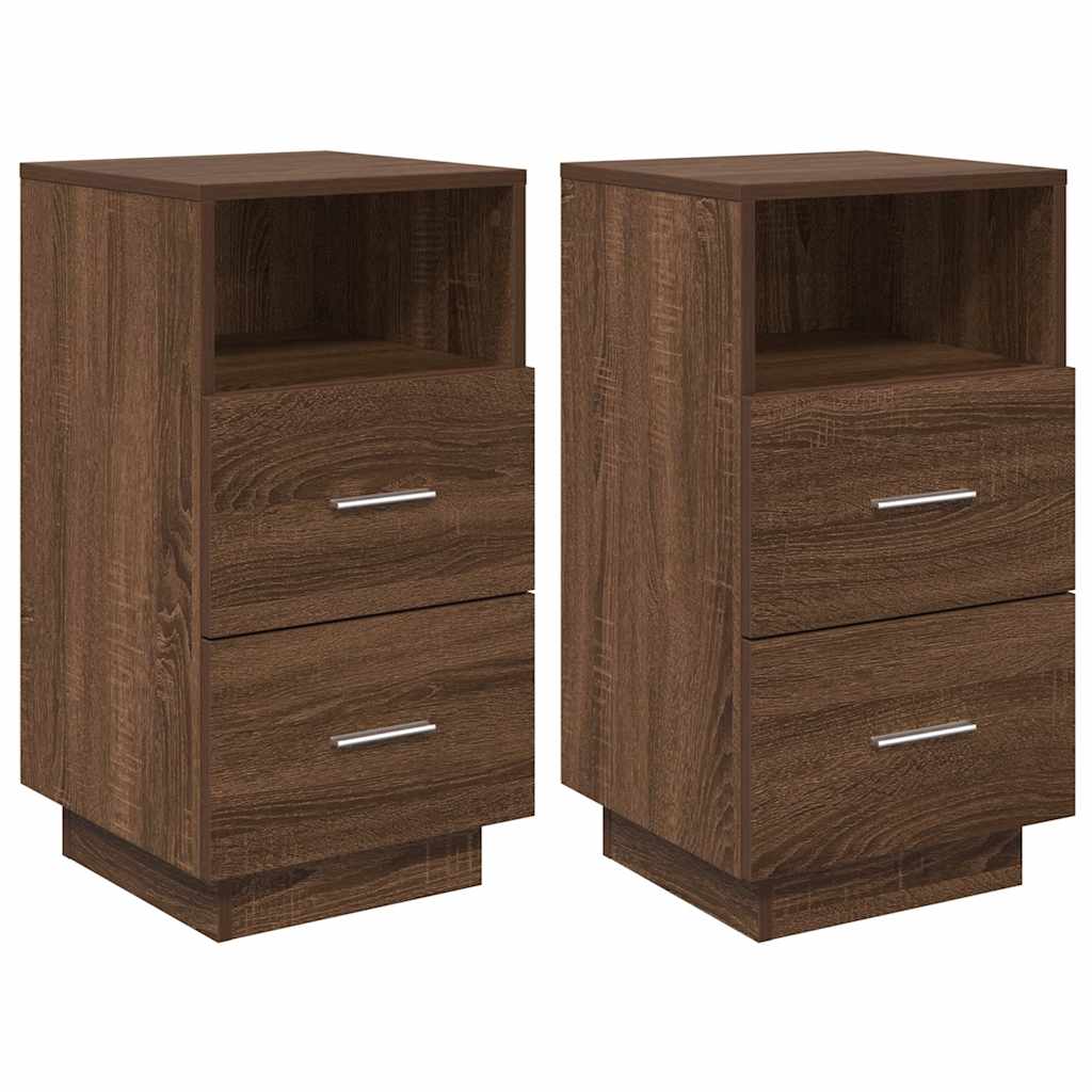 vidaXL Noptiere 2 buc cu 2 sertare Stejar maro 36x36x68 cm
