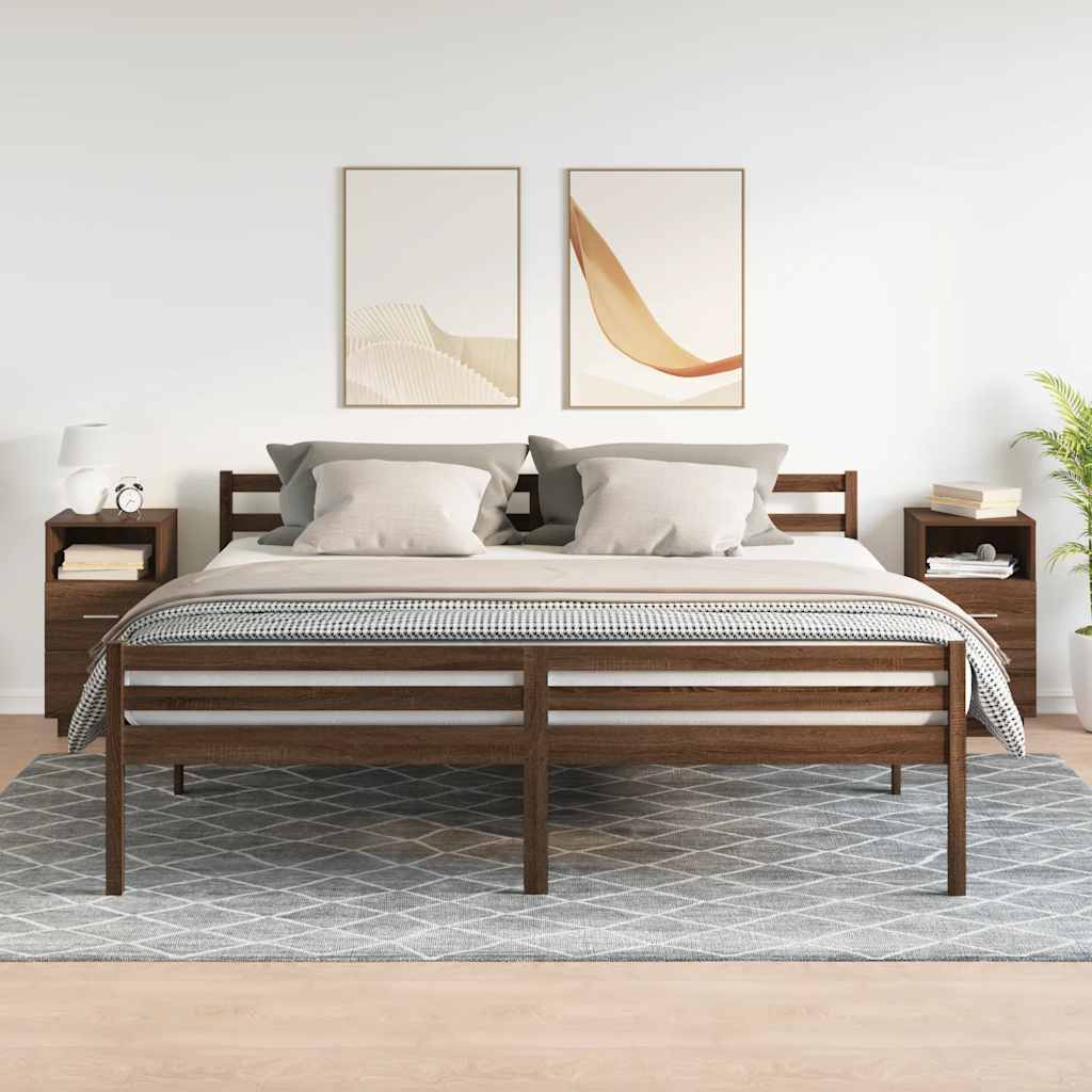vidaXL Noptiere 2 buc cu 2 sertare Stejar maro 36x36x68 cm