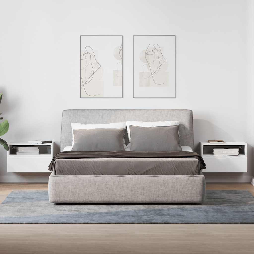 vidaXL Noptiere de perete, 2 buc., alb, 45x26x28,5 cm