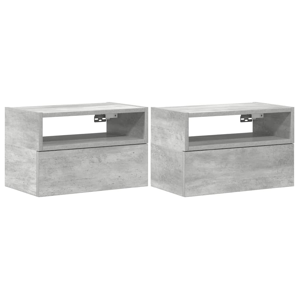 vidaXL Noptiere de perete, 2 buc., gri beton, 45x26x28,5 cm