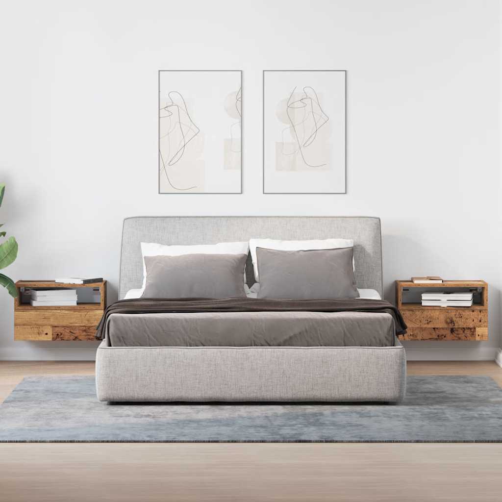 vidaXL Noptiere de perete, 2 buc., Lemn vechi, 45x26x28,5 cm