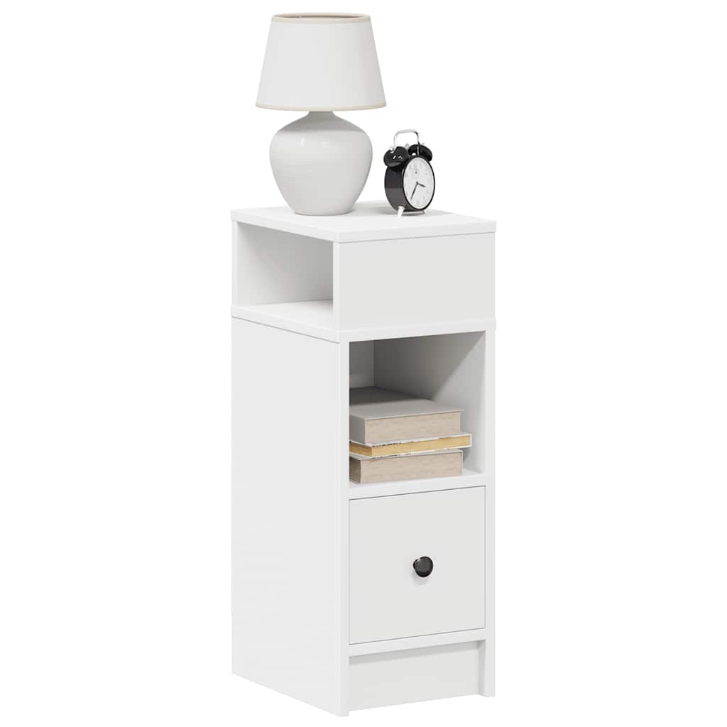 vidaXL Noptiere, 2 buc., cu sertar, alb, 25x31x66 cm vidaXL Noptiere, 2 buc., cu sertar, alb, 25x31x66 cm